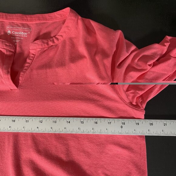 Coolibar T-Shirt Dress M UPF 50+ Roll Tab Sleeve Pink Beach Cover Up Hiking - Picture 10 of 12